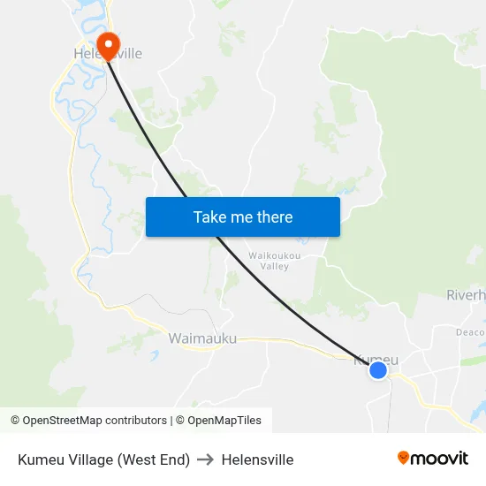 Kumeu Village (West End) to Helensville map