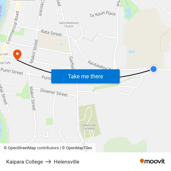 Kaipara College to Helensville map