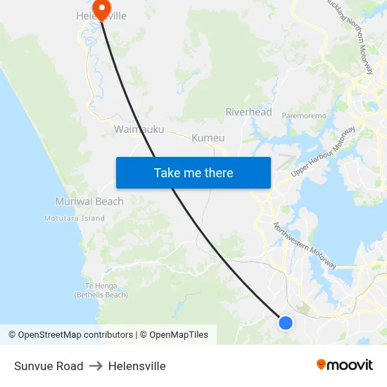 Sunvue Road to Helensville map
