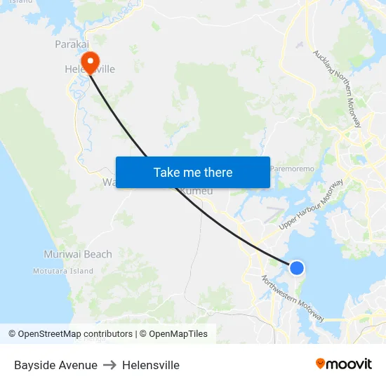 Bayside Avenue to Helensville map
