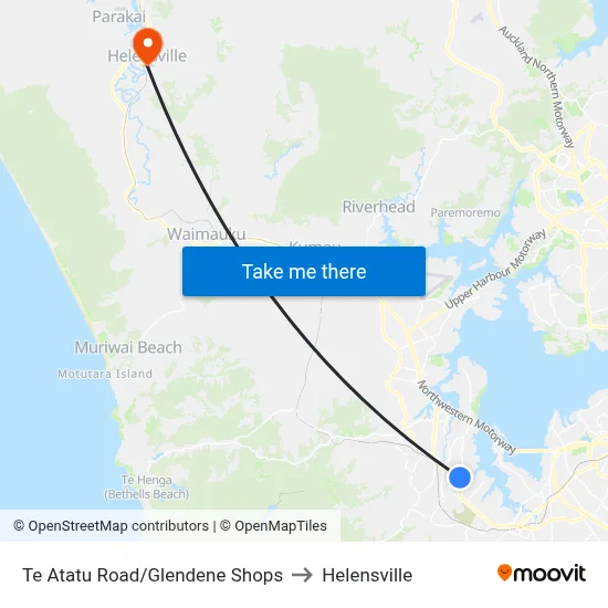 Te Atatu Road/Glendene Shops to Helensville map
