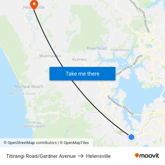 Titirangi Road/Gardner Avenue to Helensville map