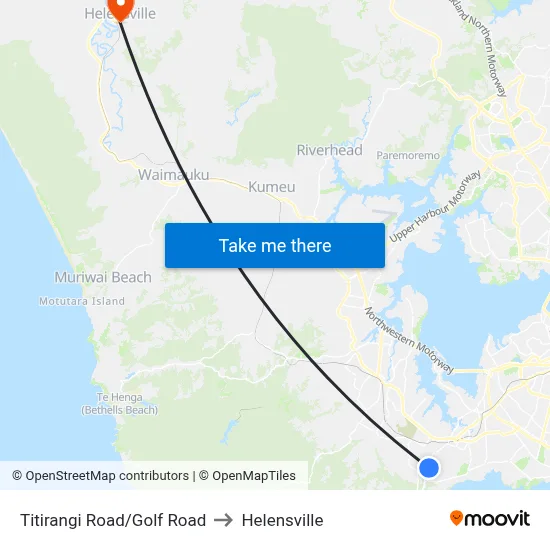 Titirangi Road/Golf Road to Helensville map