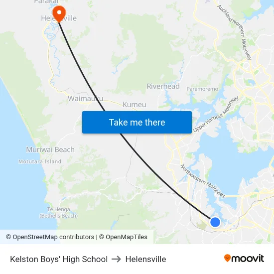 Kelston Boys' High School to Helensville map