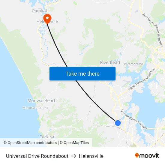 Universal Drive Roundabout to Helensville map