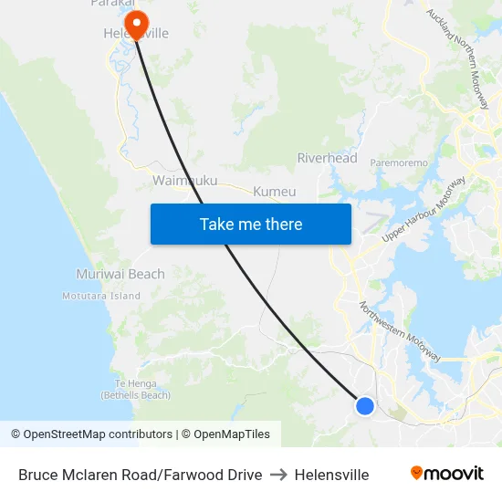 Bruce Mclaren Road/Farwood Drive to Helensville map