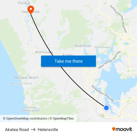 Akatea Road to Helensville map