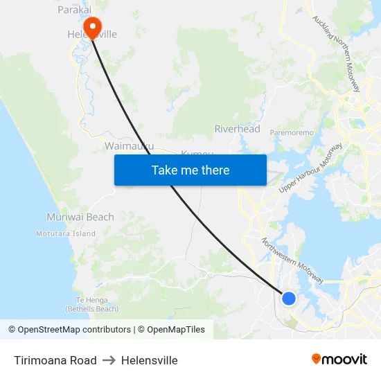 Tirimoana Road to Helensville map