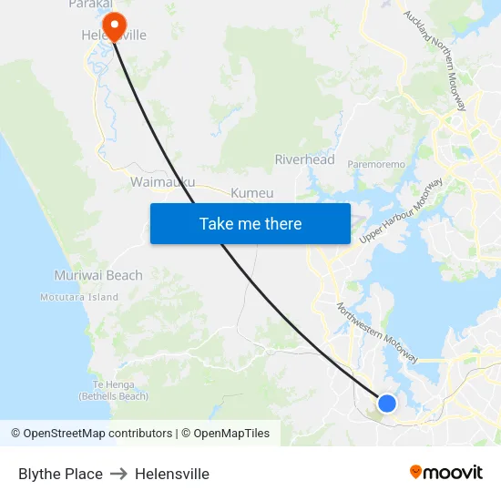 Blythe Place to Helensville map