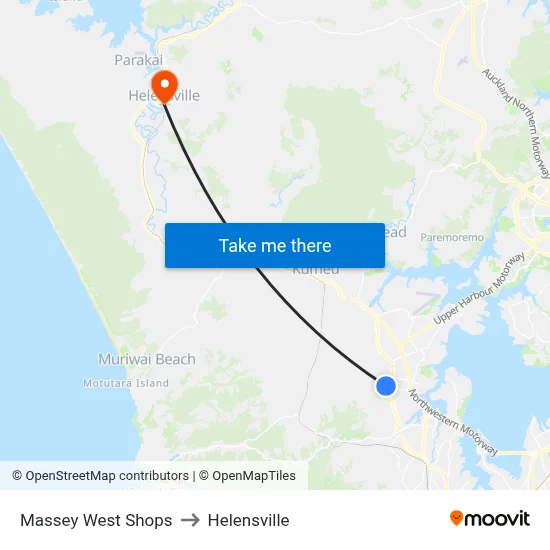 Massey West Shops to Helensville map