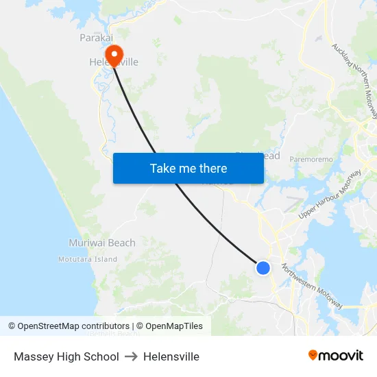 Massey High School to Helensville map