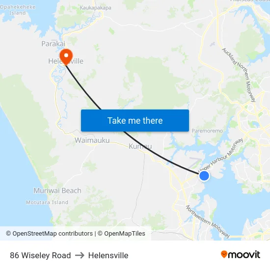 86 Wiseley Road to Helensville map