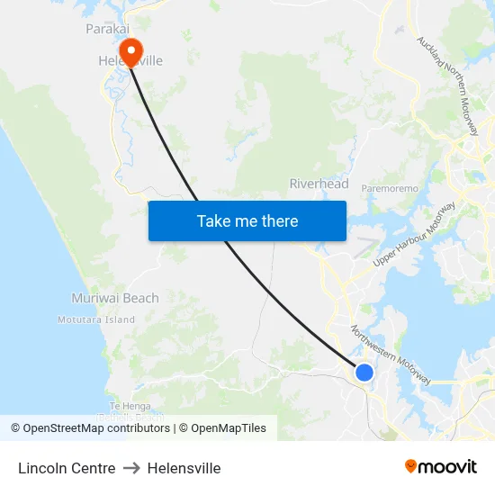 Lincoln Centre to Helensville map