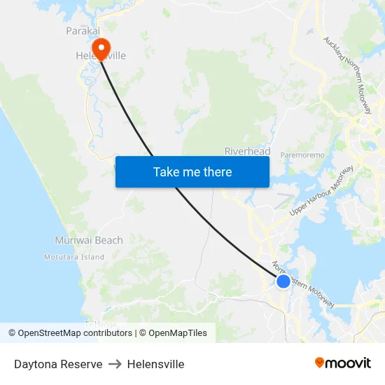 Daytona Reserve to Helensville map