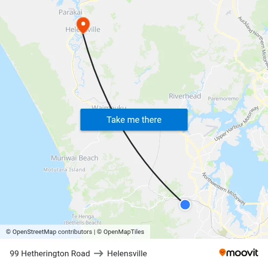 99 Hetherington Road to Helensville map