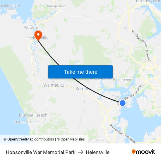 Hobsonville War Memorial Park to Helensville map