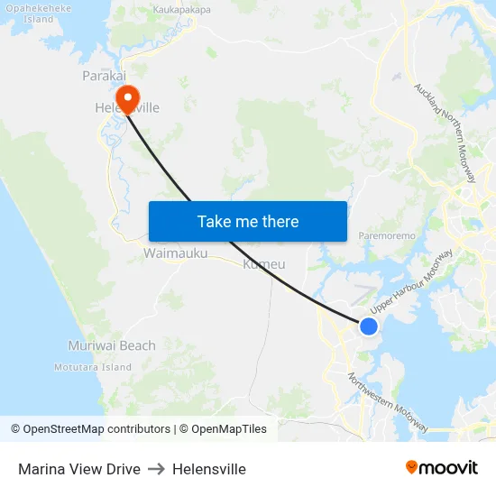 Marina View Drive to Helensville map