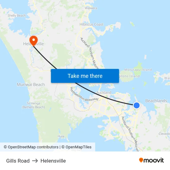 Gills Road to Helensville map
