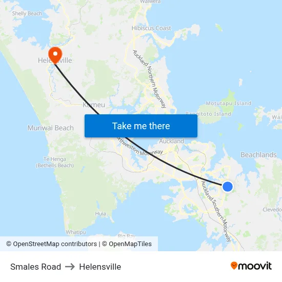 Smales Road to Helensville map