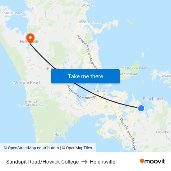 Sandspit Road/Howick College to Helensville map