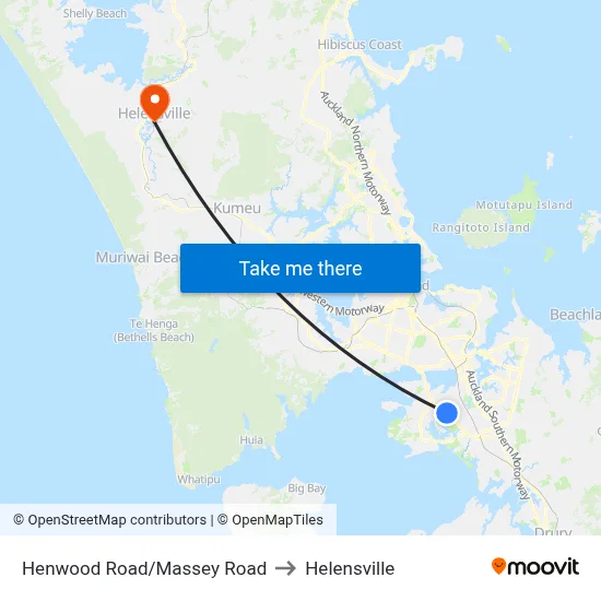 Henwood Road/Massey Road to Helensville map