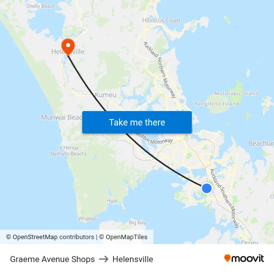 Graeme Avenue Shops to Helensville map