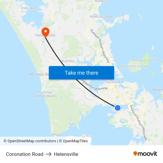 Coronation Road to Helensville map