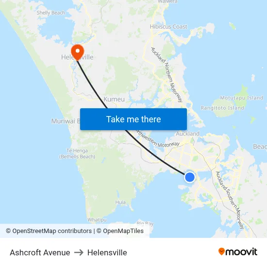 Ashcroft Avenue to Helensville map