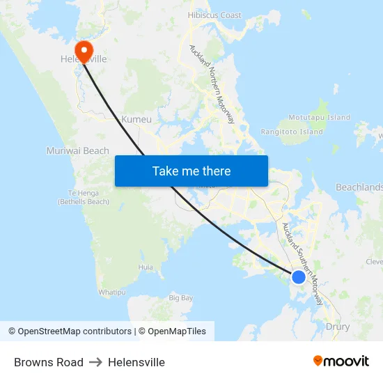Browns Road to Helensville map