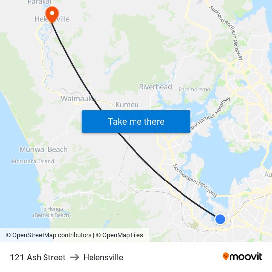 121 Ash Street to Helensville map