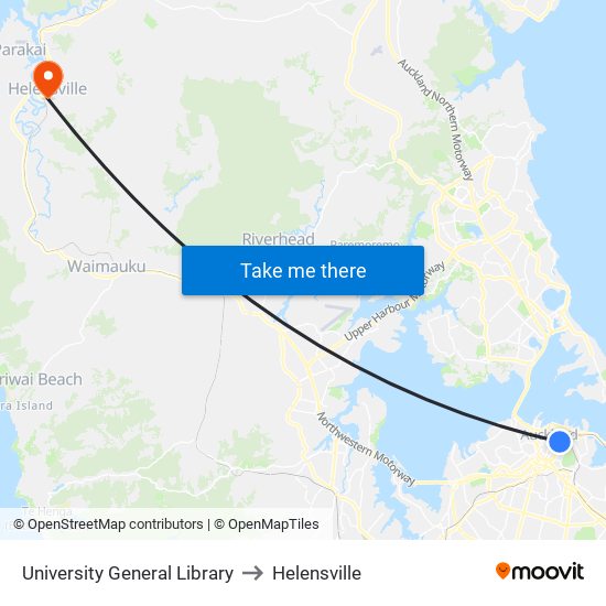 University General Library to Helensville map