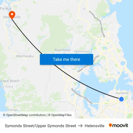 Symonds Street/Upper Symonds Street to Helensville map