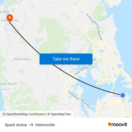 Spark Arena to Helensville map