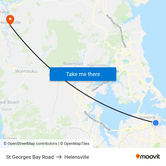 St Georges Bay Road to Helensville map
