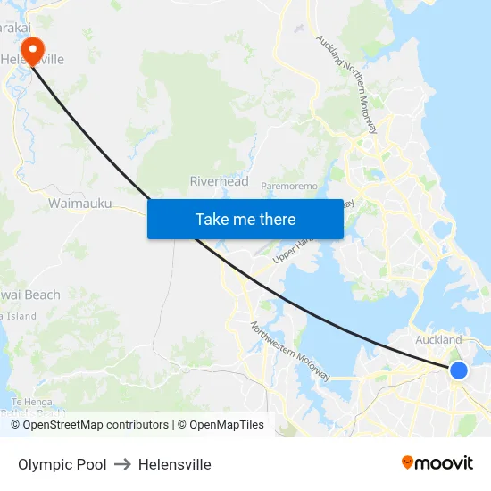 Olympic Pool to Helensville map