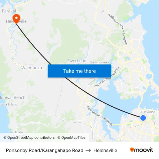 Ponsonby Road/Karangahape Road to Helensville map