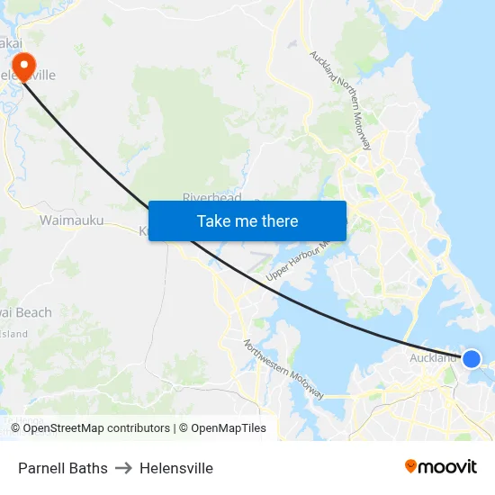 Parnell Baths to Helensville map