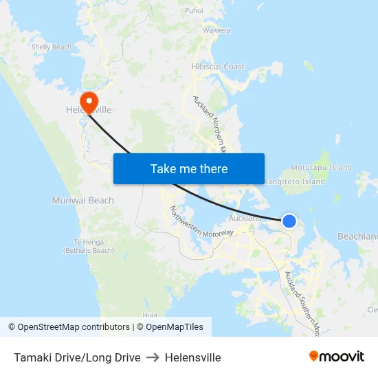 Tamaki Drive/Long Drive to Helensville map