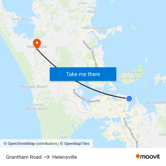 Grantham Road to Helensville map