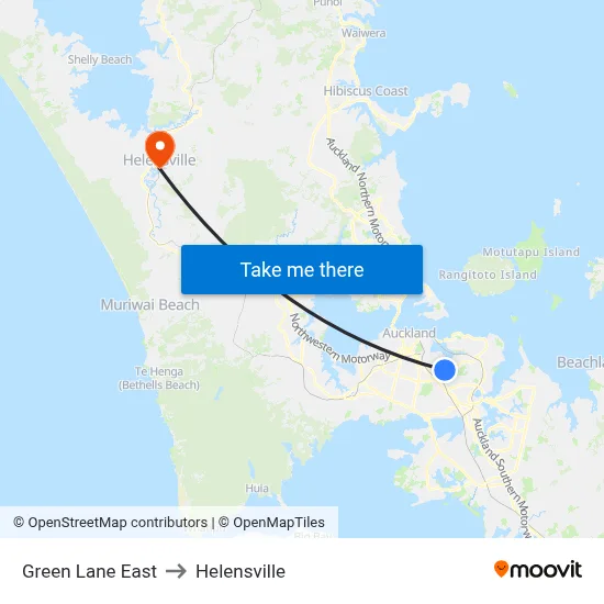Green Lane East to Helensville map