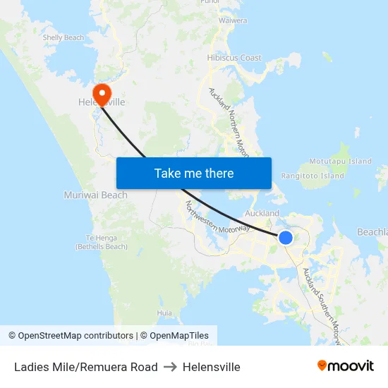 Ladies Mile/Remuera Road to Helensville map