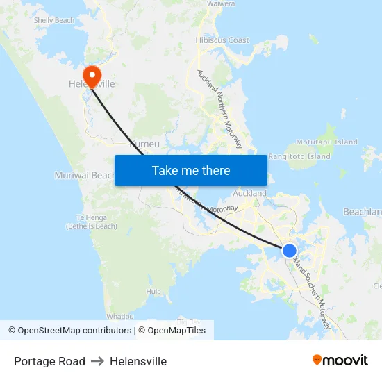 Portage Road to Helensville map