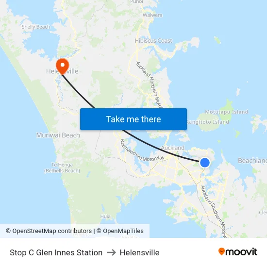 Stop C Glen Innes Station to Helensville map