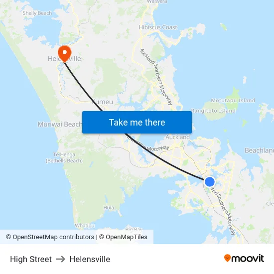 High Street to Helensville map