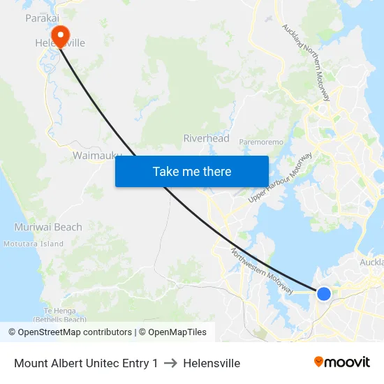 Mount Albert Unitec Entry 1 to Helensville map