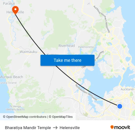Bharatiya Mandir Temple to Helensville map