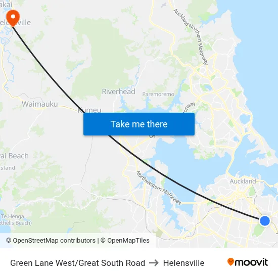 Green Lane West/Great South Road to Helensville map