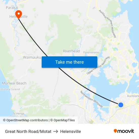 Great North Road/Motat to Helensville map
