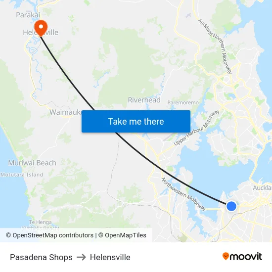 Pasadena Shops to Helensville map