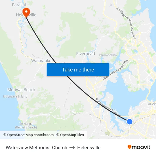 Waterview Methodist Church to Helensville map